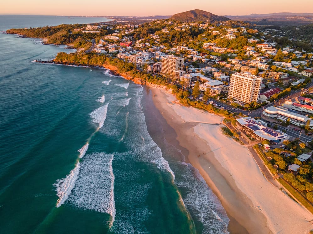 Aerial view of Sunshine Coast coastline